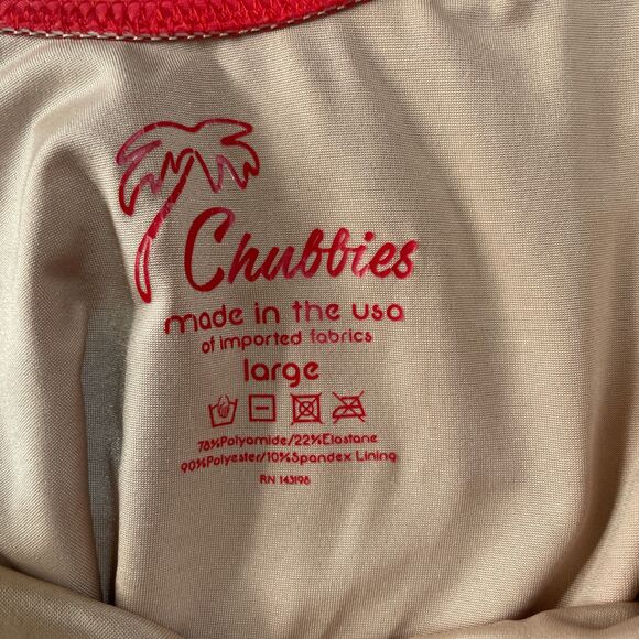 Chubbies Womens Red Low Back One Piece Swimsuit Bathing Suit Size Large L Logo - Picture 5 of 5